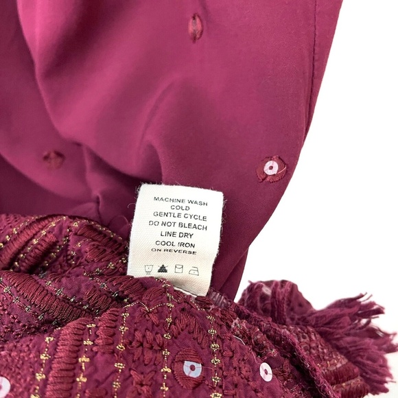 Chelsea & Violet Women’s Size XS Burgundy Red Sequin Tassel Hem Shift Dress - Picture 7 of 9